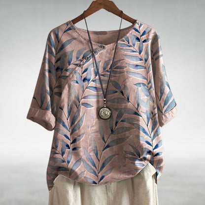 Charlotte | Blusa informal con botones y estampado de hojas para mujer