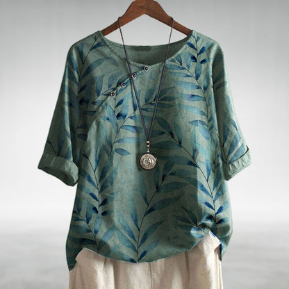 Charlotte | Blusa informal con botones y estampado de hojas para mujer