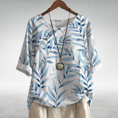 Charlotte | Blusa informal con botones y estampado de hojas para mujer