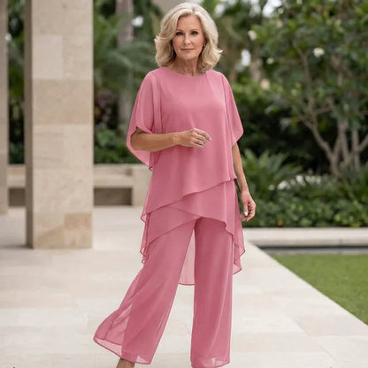 Traje con pantalón palazzo drapeado