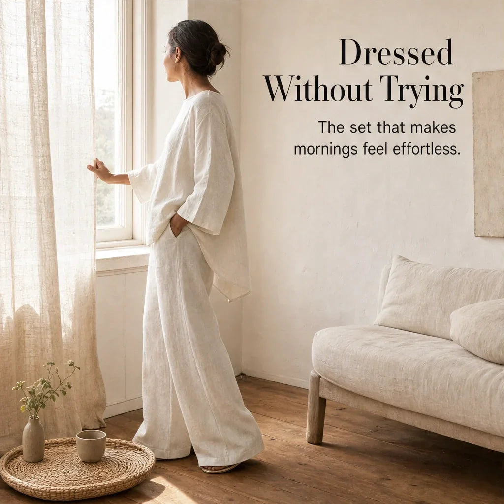 Ashmoore™ – Loose-Fit Long Sleeve Top & Wide-Leg Trousers Two-Piece Set + 50% OFF