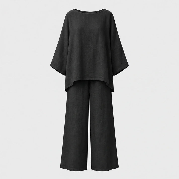 Ashmoore™ – Loose-Fit Long Sleeve Top & Wide-Leg Trousers Two-Piece Set + 50% OFF