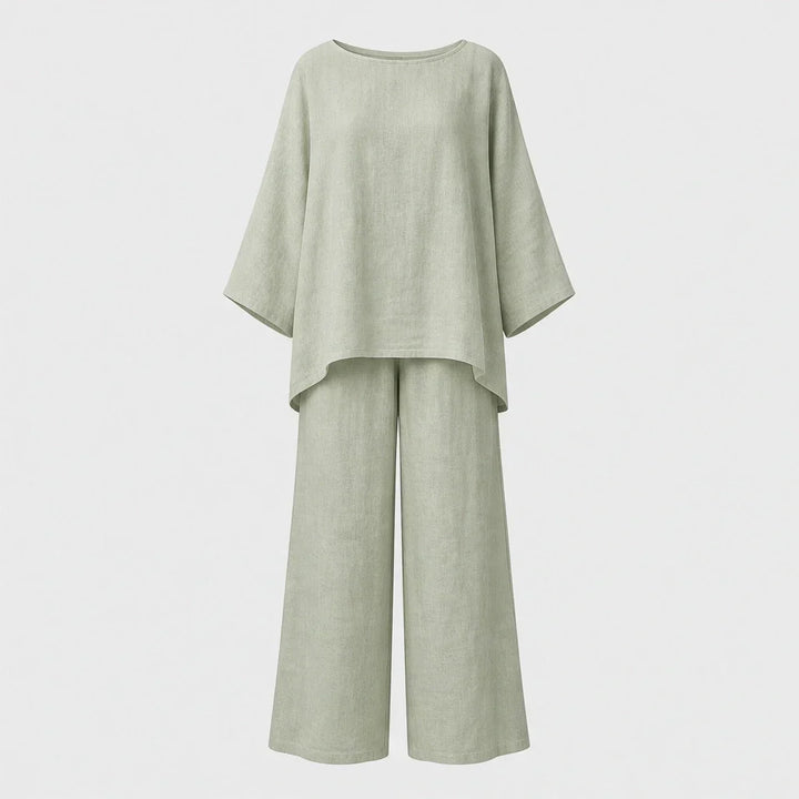 Ashmoore™ – Loose-Fit Long Sleeve Top & Wide-Leg Trousers Two-Piece Set + 50% OFF