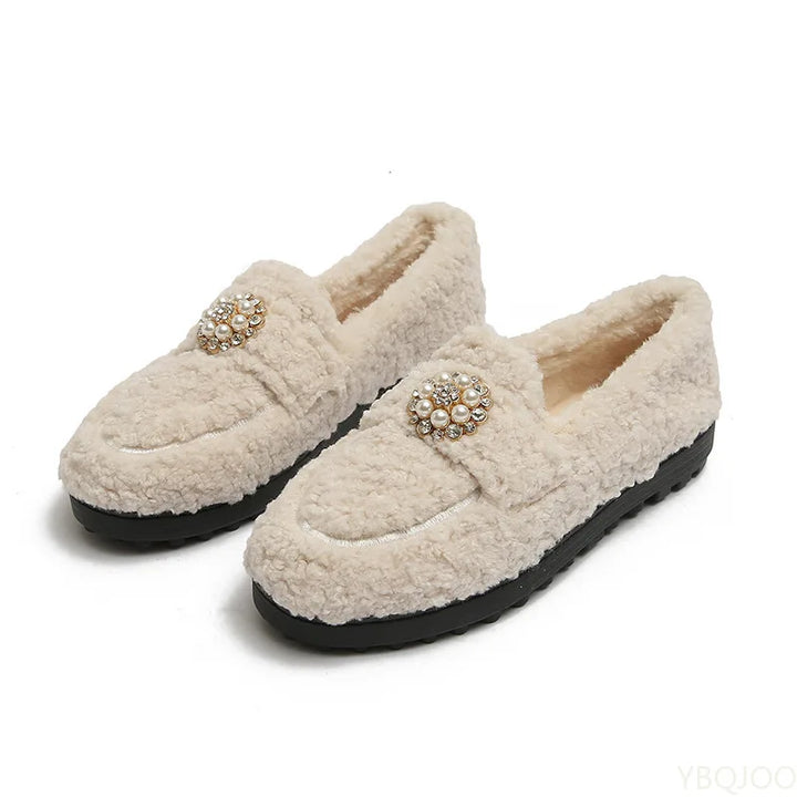 Cozy Pearl Slip-On Real Leather Loafers