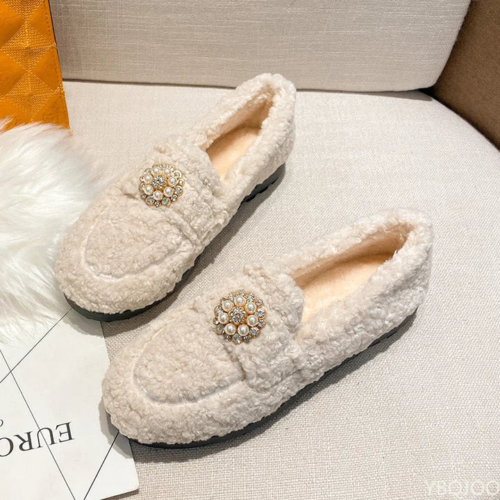 Cozy Pearl Slip-On Real Leather Loafers