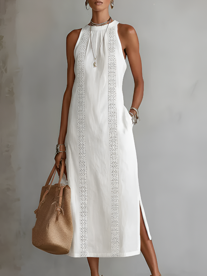 Jimena™ | Linen Midi Dresses with Collar
