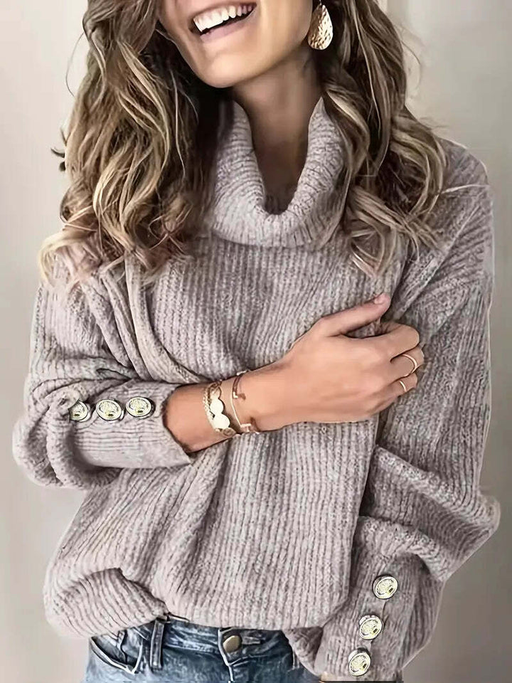 Women’s Winter Ribbed Cowl Neck Sweater