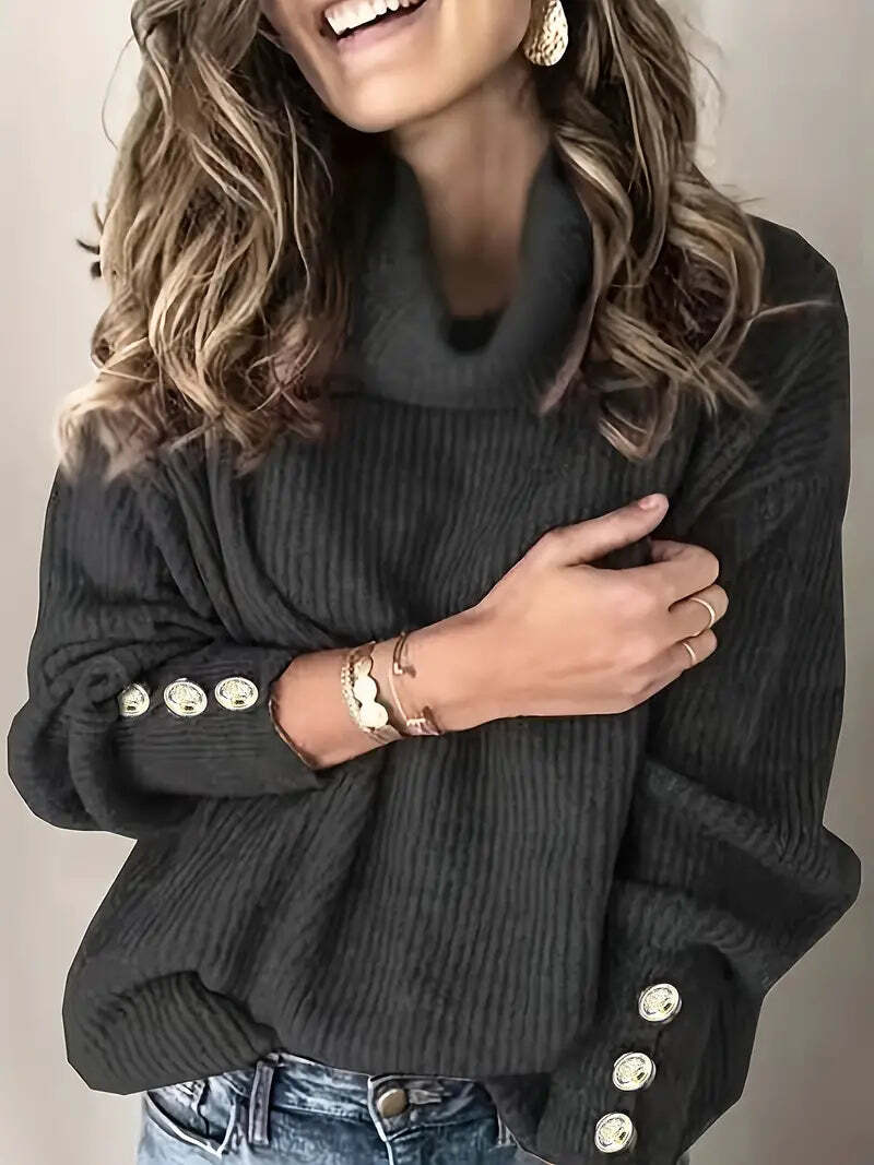 Women’s Winter Ribbed Cowl Neck Sweater