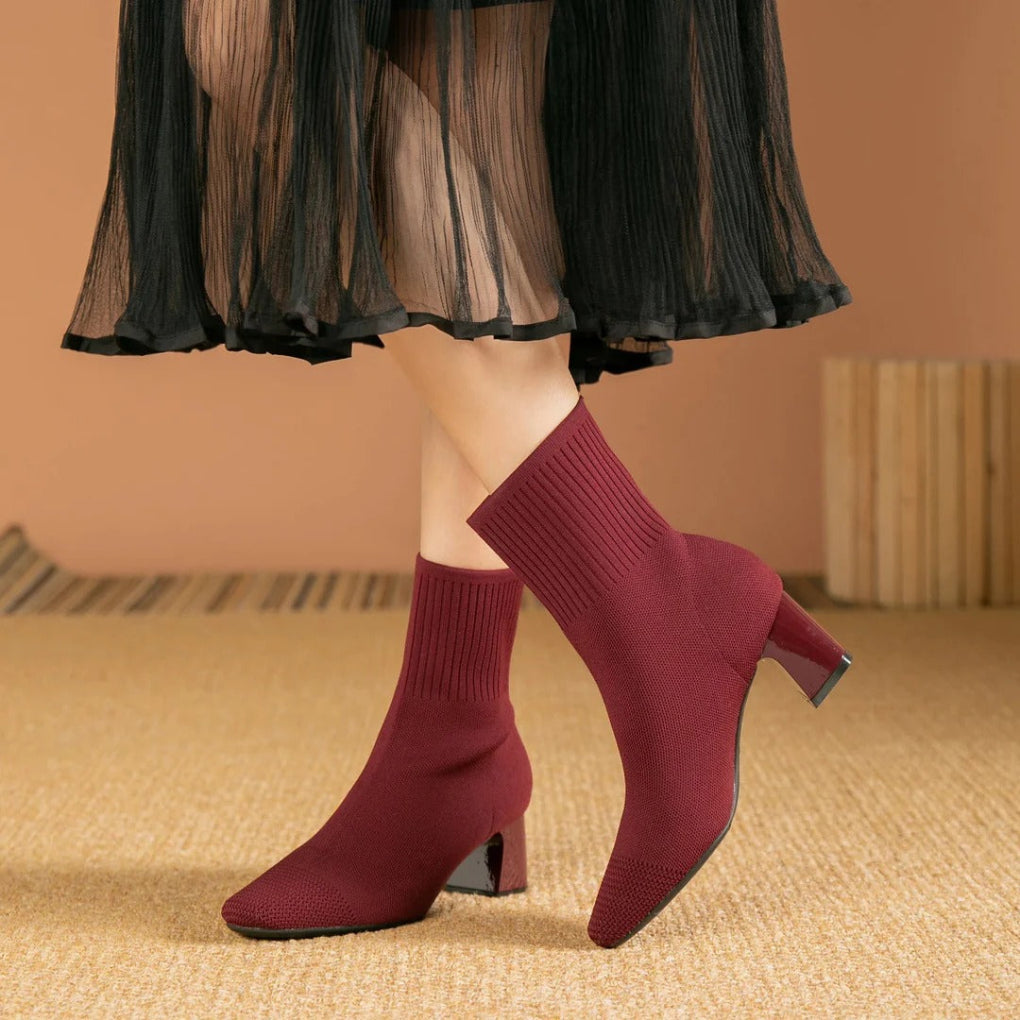 Women’s Winter Ribbed Knit Ankle Boots