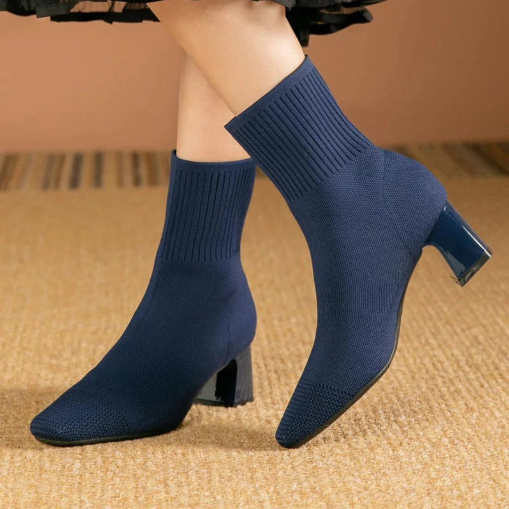 Women’s Winter Ribbed Knit Ankle Boots