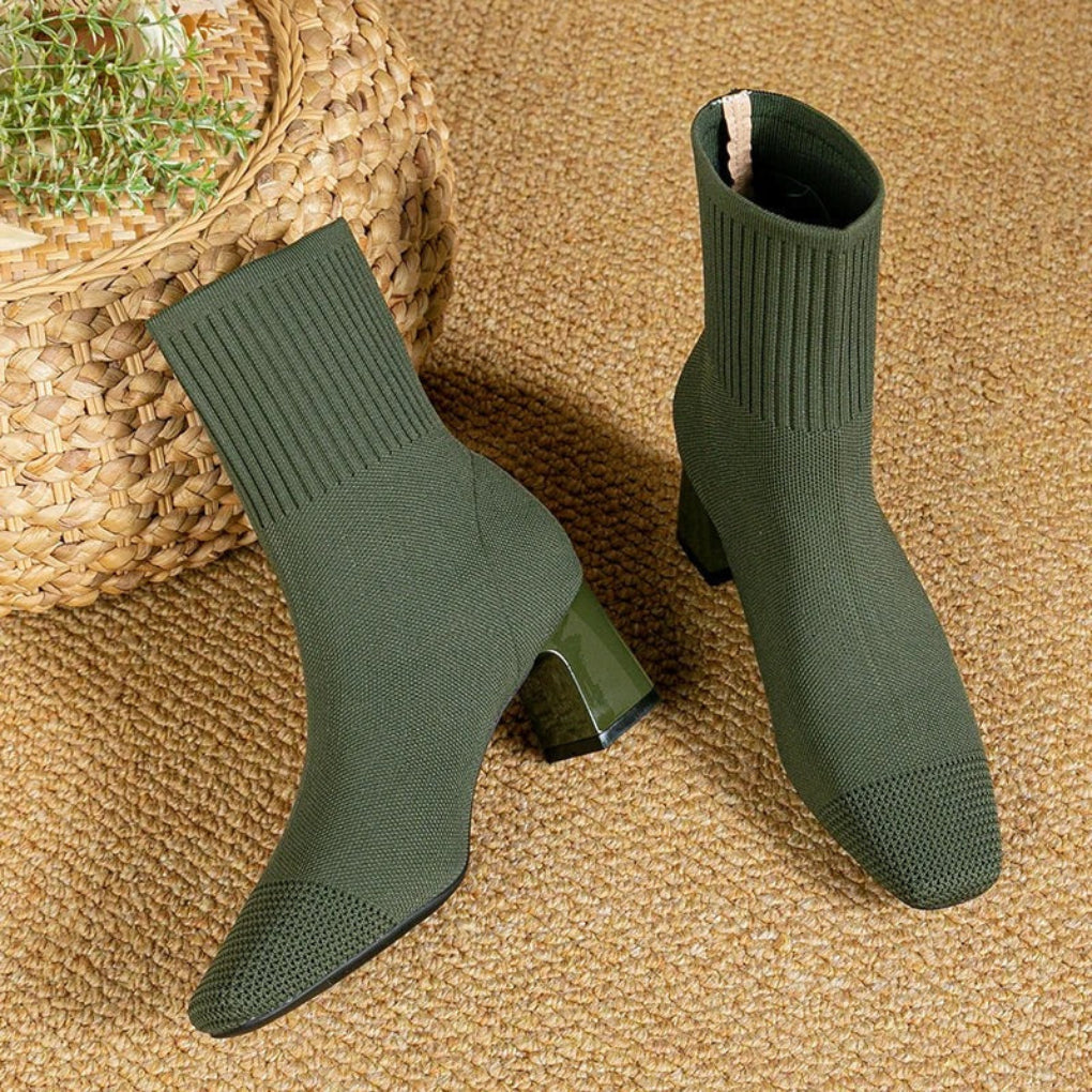 Women’s Winter Ribbed Knit Ankle Boots