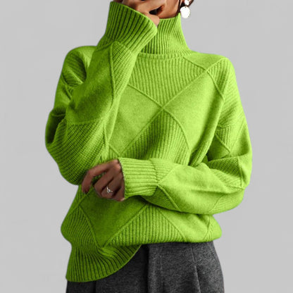 Women’s Winter Oversized Patterned Turtlenecks Sweater