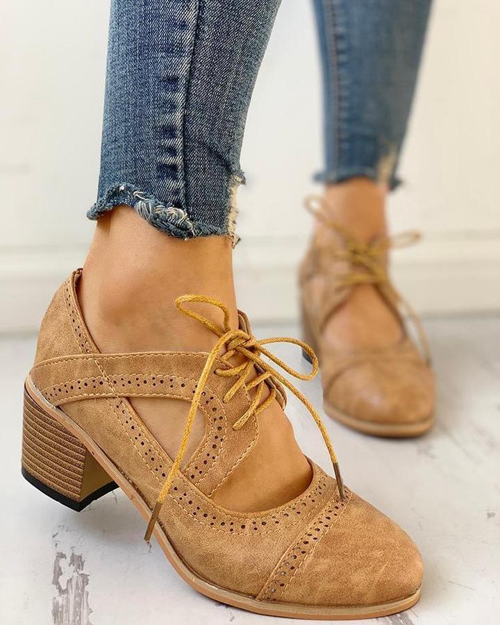 Evelyn | Zapatos de tacón con cordones y tiras en T para mujer