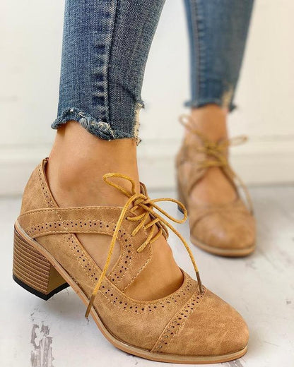 Evelyn | Zapatos de tacón con cordones y tiras en T para mujer