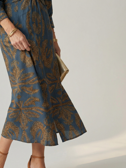 Long Sleeve Wrap Midi Dress with Twist Front