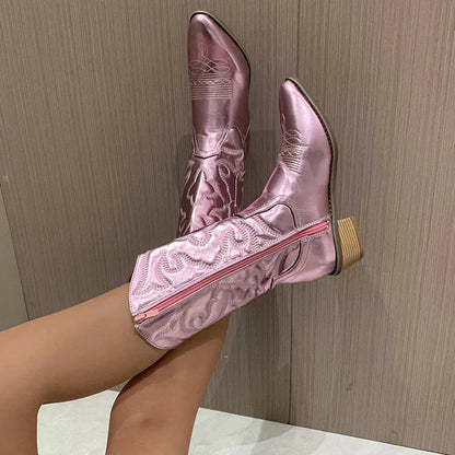 Women’s Shiny Western-Style Boots