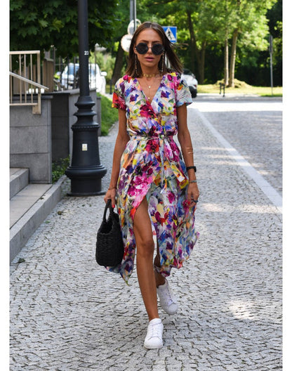 Tzahalit™ | Vestido floral de cuello en V elegante