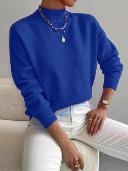 Comfortable Sweater with High Collar