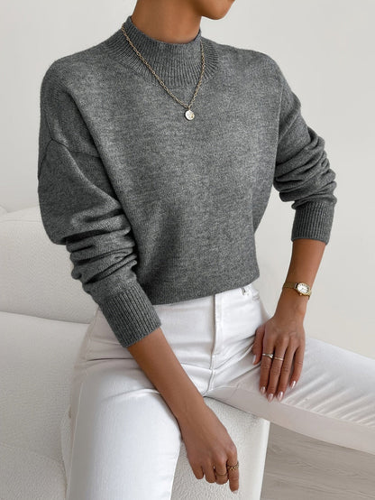 Comfortable Sweater with High Collar