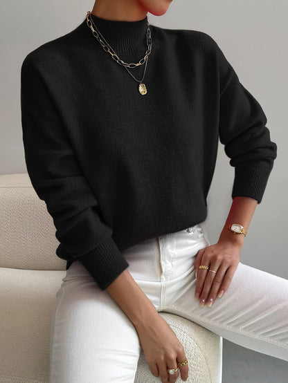Comfortable Sweater with High Collar