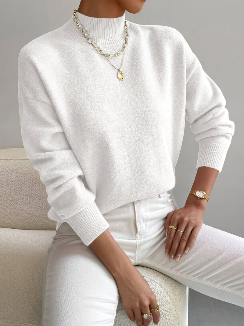 Comfortable Sweater with High Collar