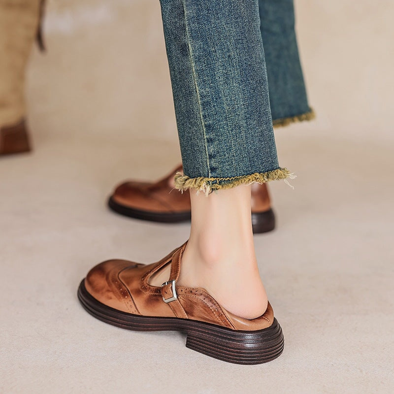 Mattea | Elegantes Mary Janes de Cuero