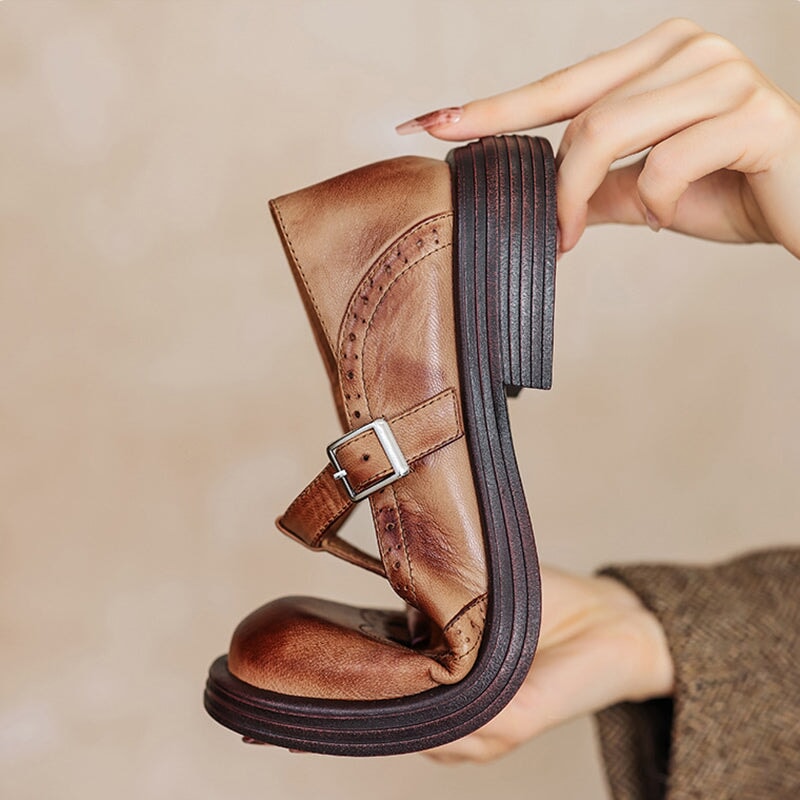 Mattea | Elegantes Mary Janes de Cuero