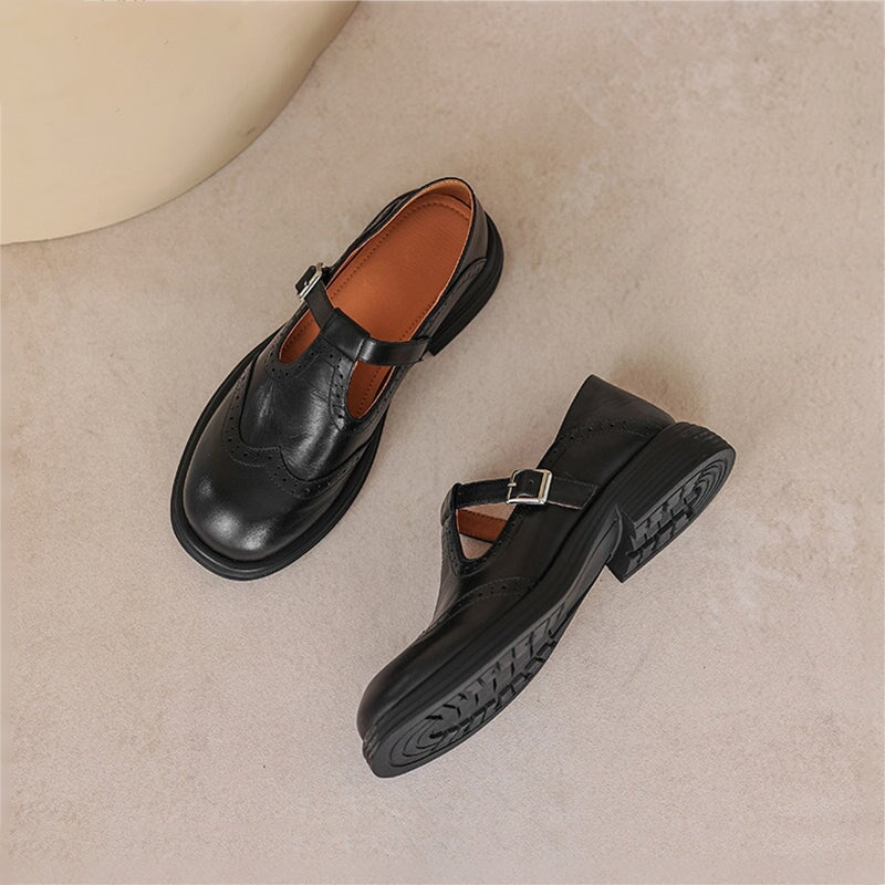 Mattea | Elegantes Mary Janes de Cuero