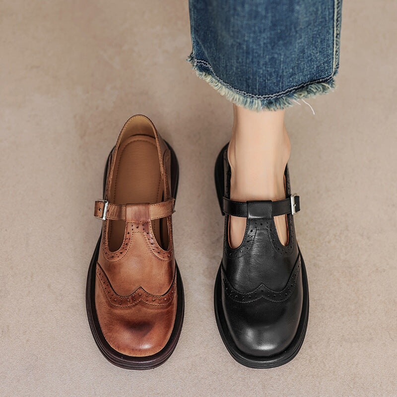 Mattea | Elegantes Mary Janes de Cuero