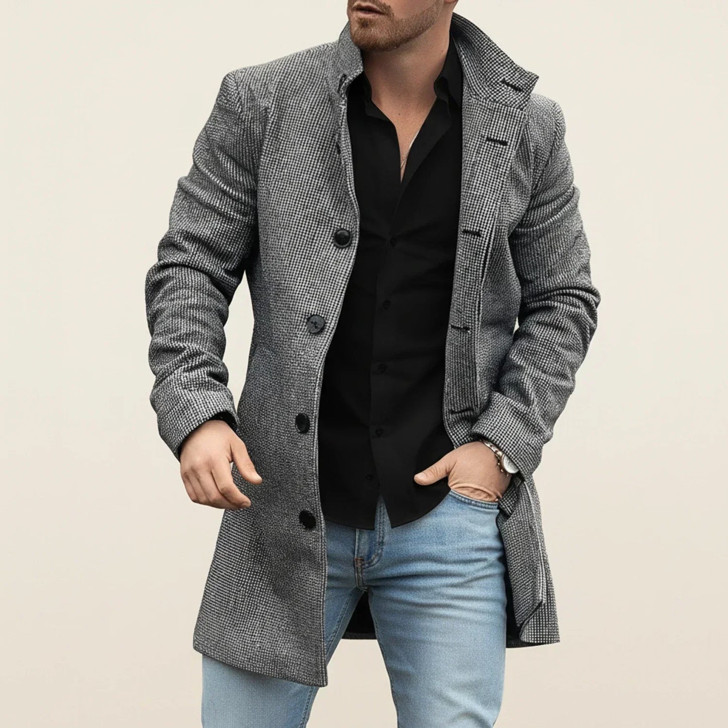 Jordan | Winter Patchwork Style Men Overcoat