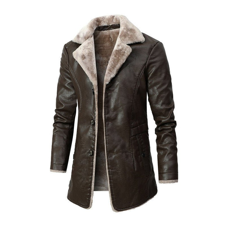 Sherpa Lined Leather Winter Coat
