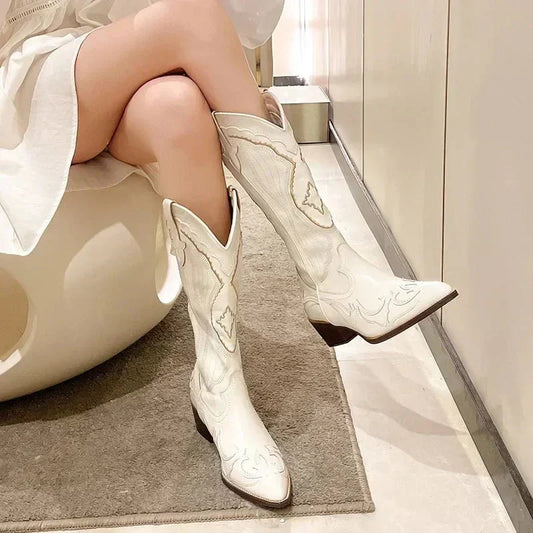 Alexa | Women’s Chic Western Boots with Embroidery