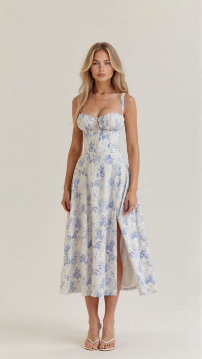 Bonnie | Floral Chic Corset Midi Dress