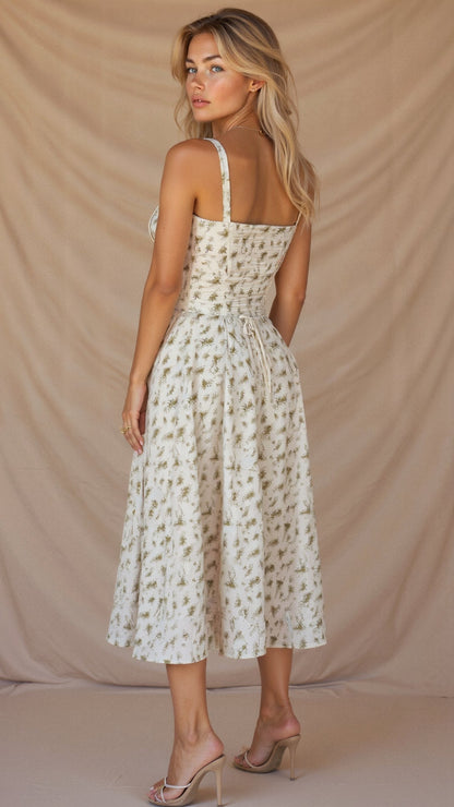 Bonnie | Floral Chic Corset Midi Dress