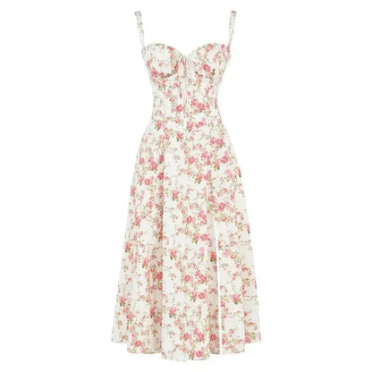 Bonnie | Floral Chic Corset Midi Dress