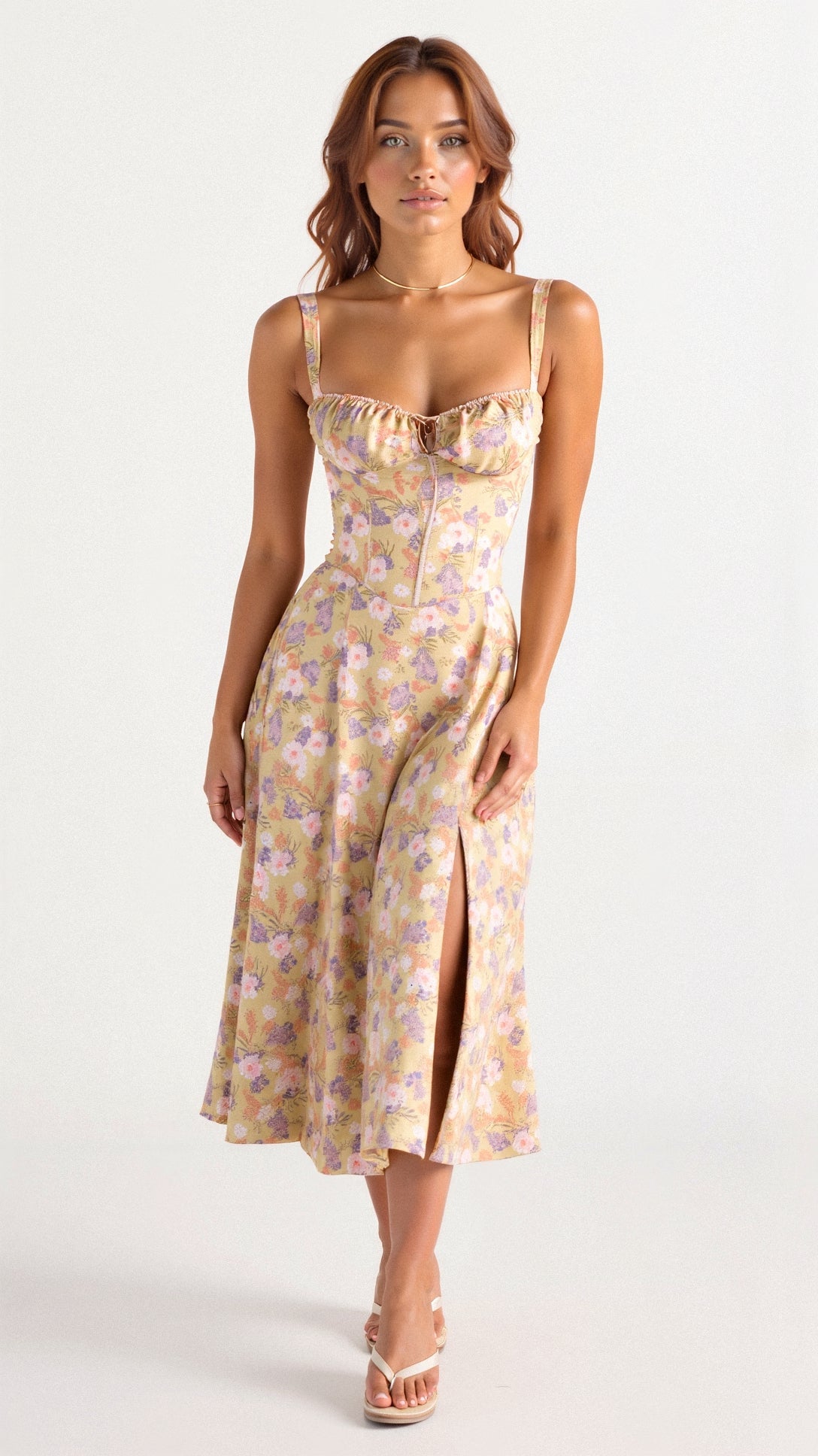 Bonnie | Floral Chic Corset Midi Dress