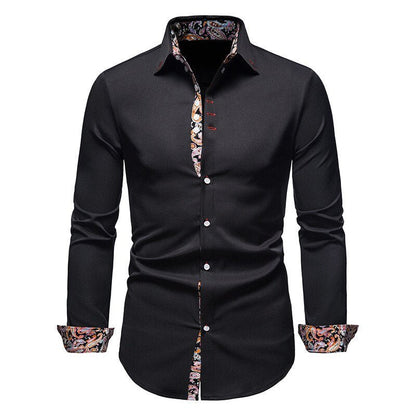 Men’s Stylish White Shirt with Floral Cuffs