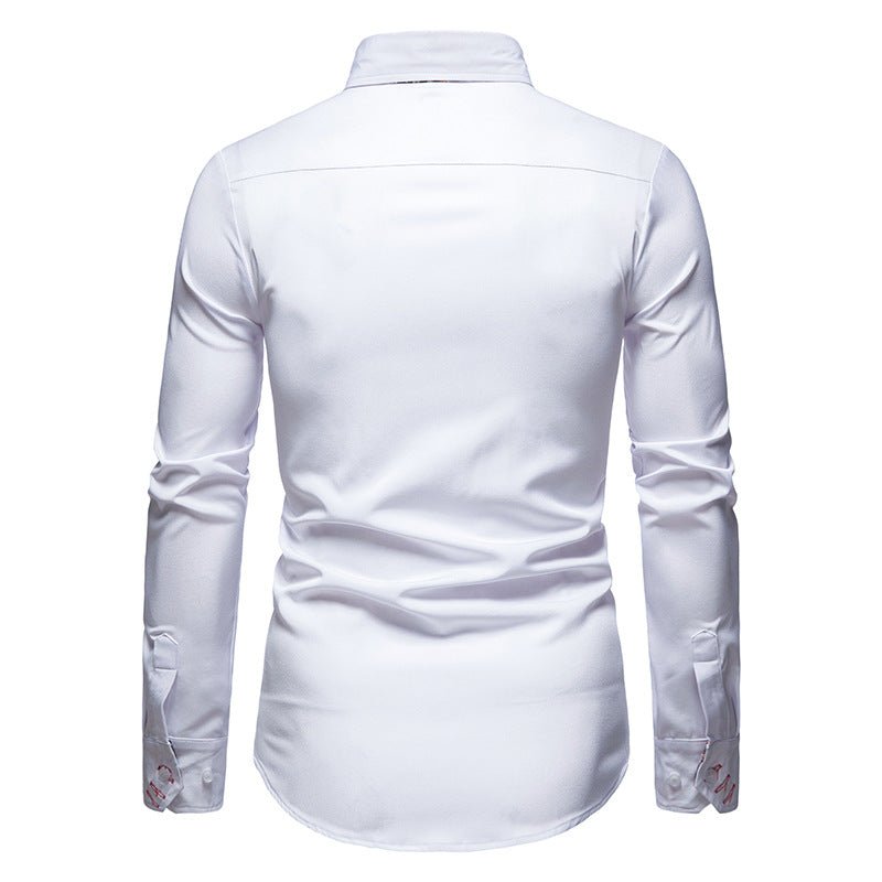 Men’s Stylish White Shirt with Floral Cuffs