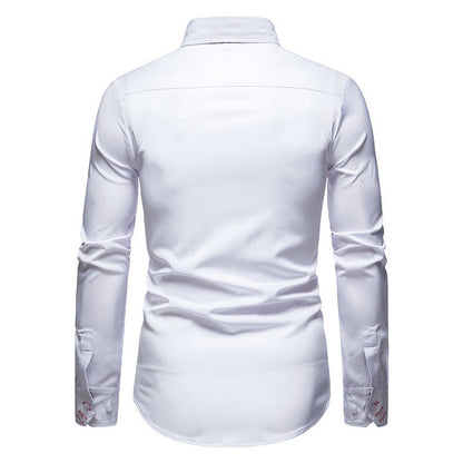 Men’s Stylish White Shirt with Floral Cuffs