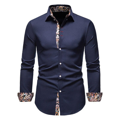 Men’s Stylish White Shirt with Floral Cuffs
