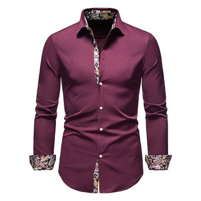 Men’s Stylish White Shirt with Floral Cuffs