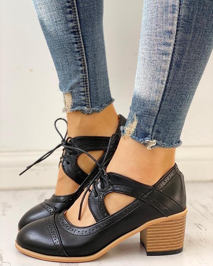 Evelyn | Zapatos de tacón con cordones y tiras en T para mujer