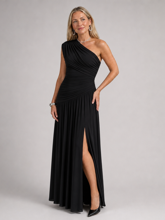 One Shoulder Maxi Dress with Front Slit