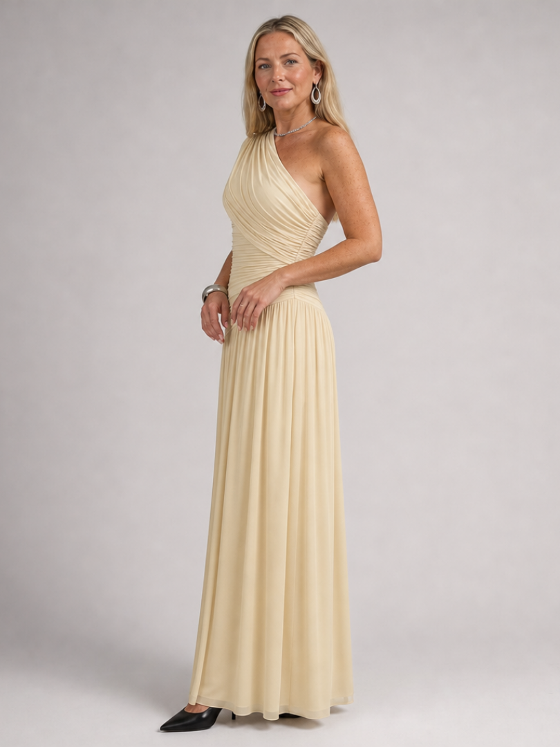 One Shoulder Maxi Dress with Front Slit