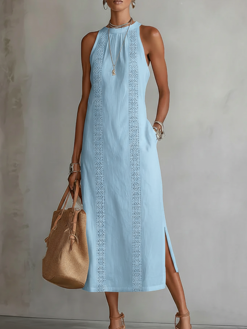 Jimena™ | Linen Midi Dresses with Collar