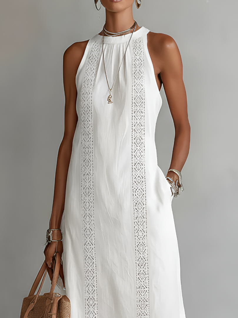 Jimena™ | Linen Midi Dresses with Collar