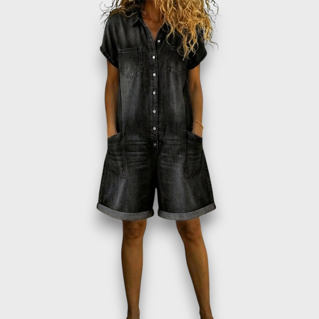 Joan | Vintage short overalls with denim look