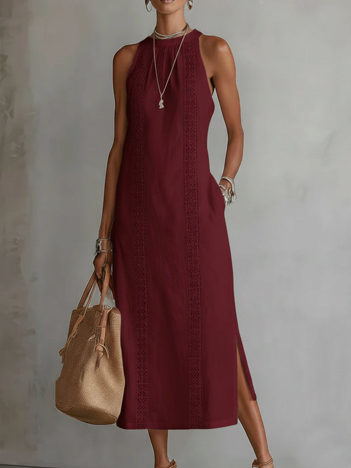 Jimena™ | Linen Midi Dresses with Collar