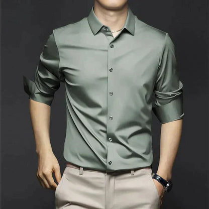 George | Camisa de vestir ajustada elástica de primavera para hombre