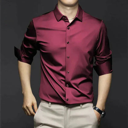 George | Camisa de vestir ajustada elástica de primavera para hombre